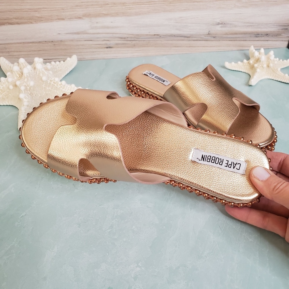 NEW Cape Robbin Rose Gold Open Toe Slide Sandal - Picture 3 of 8